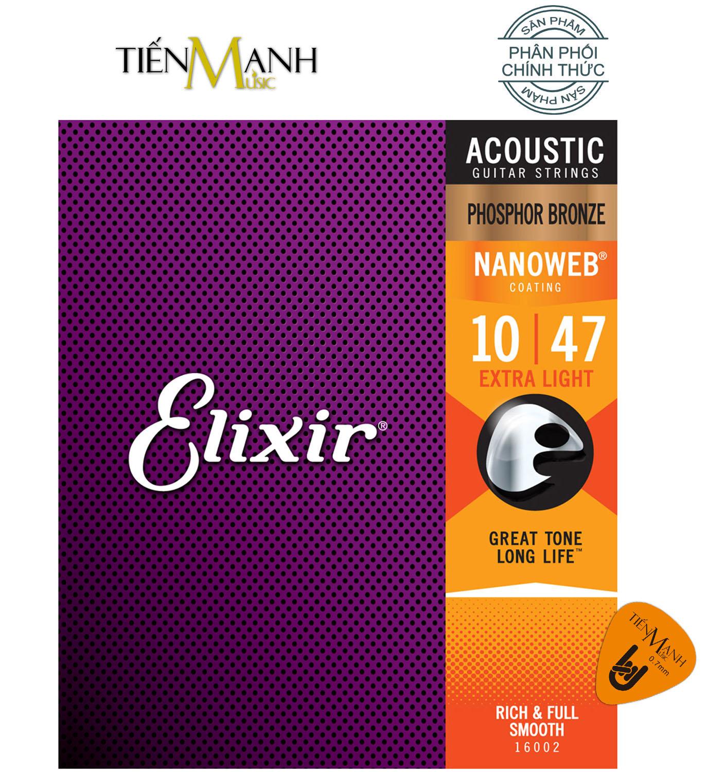 Elixir 16002 - Dây Đàn Acoustic Guitar Cỡ 10 .010-.047 Phosphor Bronze