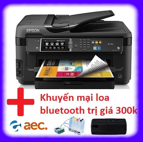 [Trả góp 0%]Máy in phun màu khổ A3 A4 đa chức năng Epson WF-7710 ( In - Scan 2 mặt - Photo 2 mặt - Wifi - Fax ) lắp bộ dẫn ngoài + Khuyến mại loa bluetooth 300k