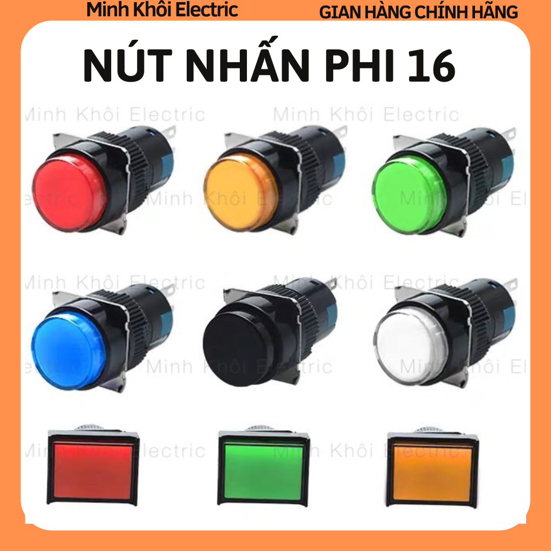 Nút nhấn nhả phi 16 vuông và tròng,nút nhấn tủ điện chống nước, nút nhấn nhả, nút ấn nhả, nút ấn nhả 16mm