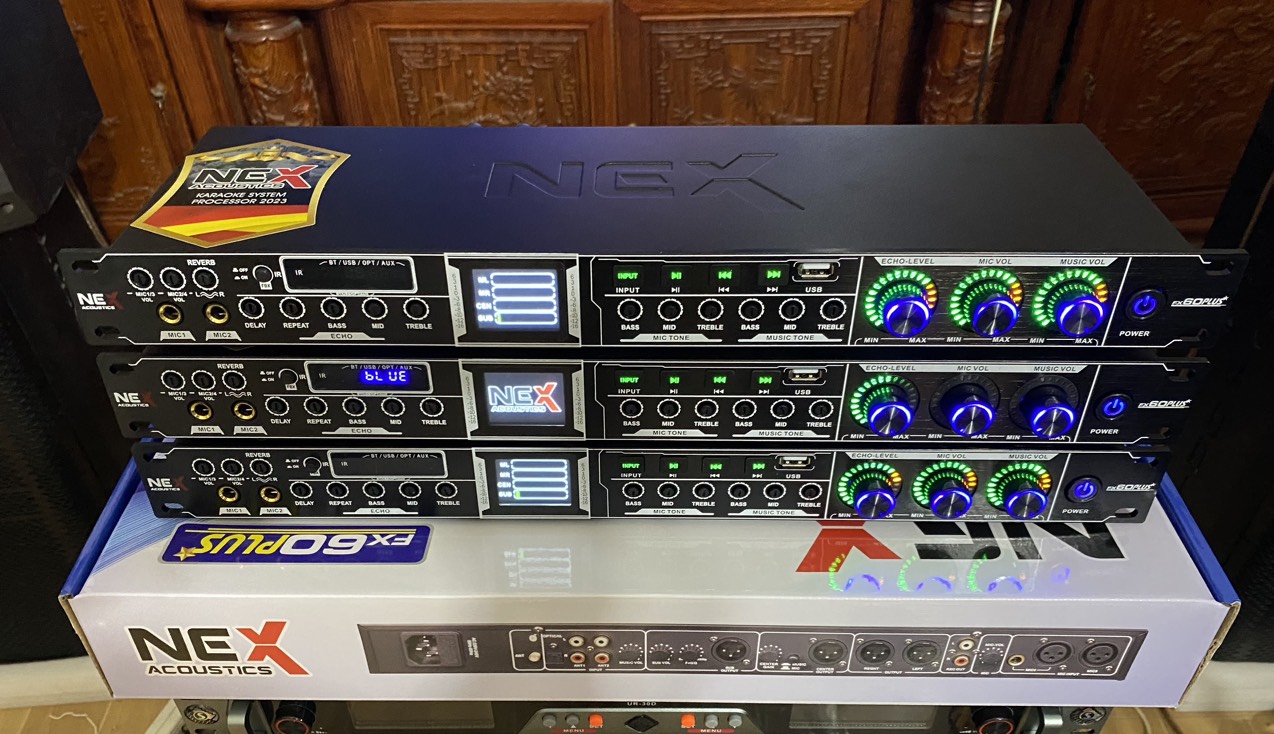 Vang cơ chuyên nghiệp Nex FX60 Plus - 2022 Kết nối không dây bluetooth 5.0, cổng quang optical, USB, AV – tặng 2 dây canon