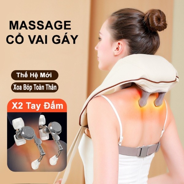 Máy Massage Cổ Vai Gáy 6D - Gối Massage Cổ Váy Thư Giãn Văn Phòng Người Cao Tuổi