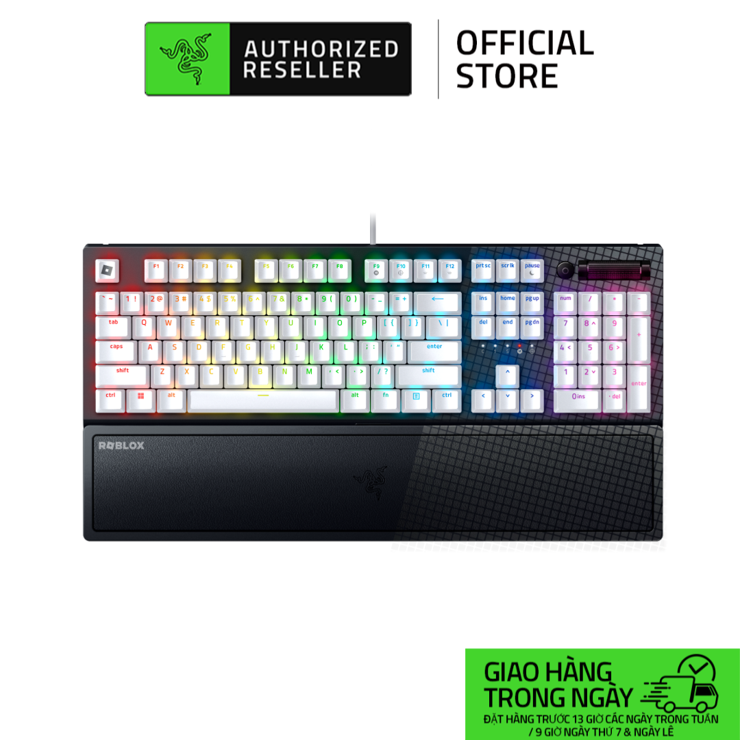 Bàn phím gaming razer blackwidow v3 roblox edition full size | switch razer™ green | uv-coated abs keycaps | led rgb