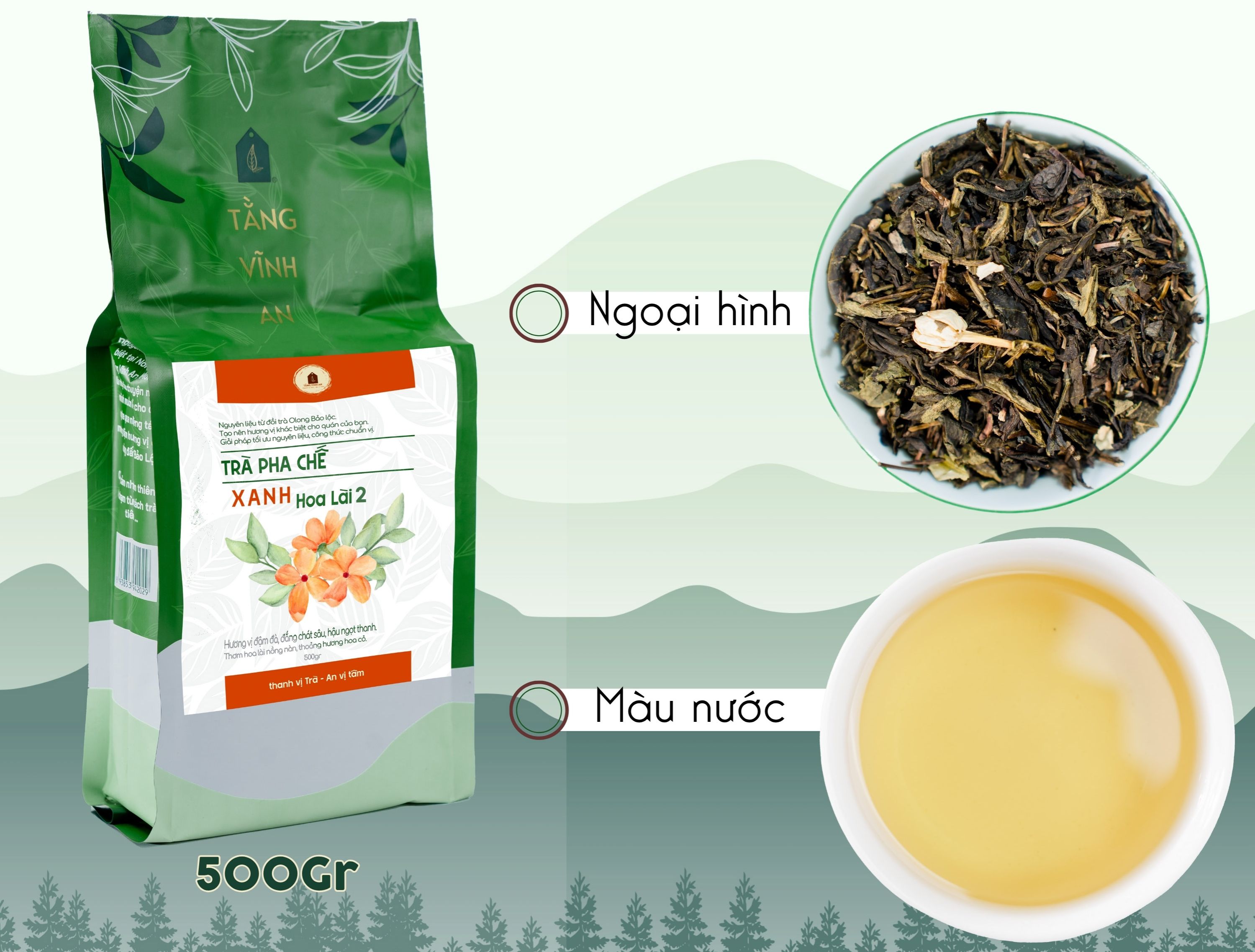  Trà Xanh Lài - Trà Pha Chế - Túi 500gr - Tằng Vĩnh An 
