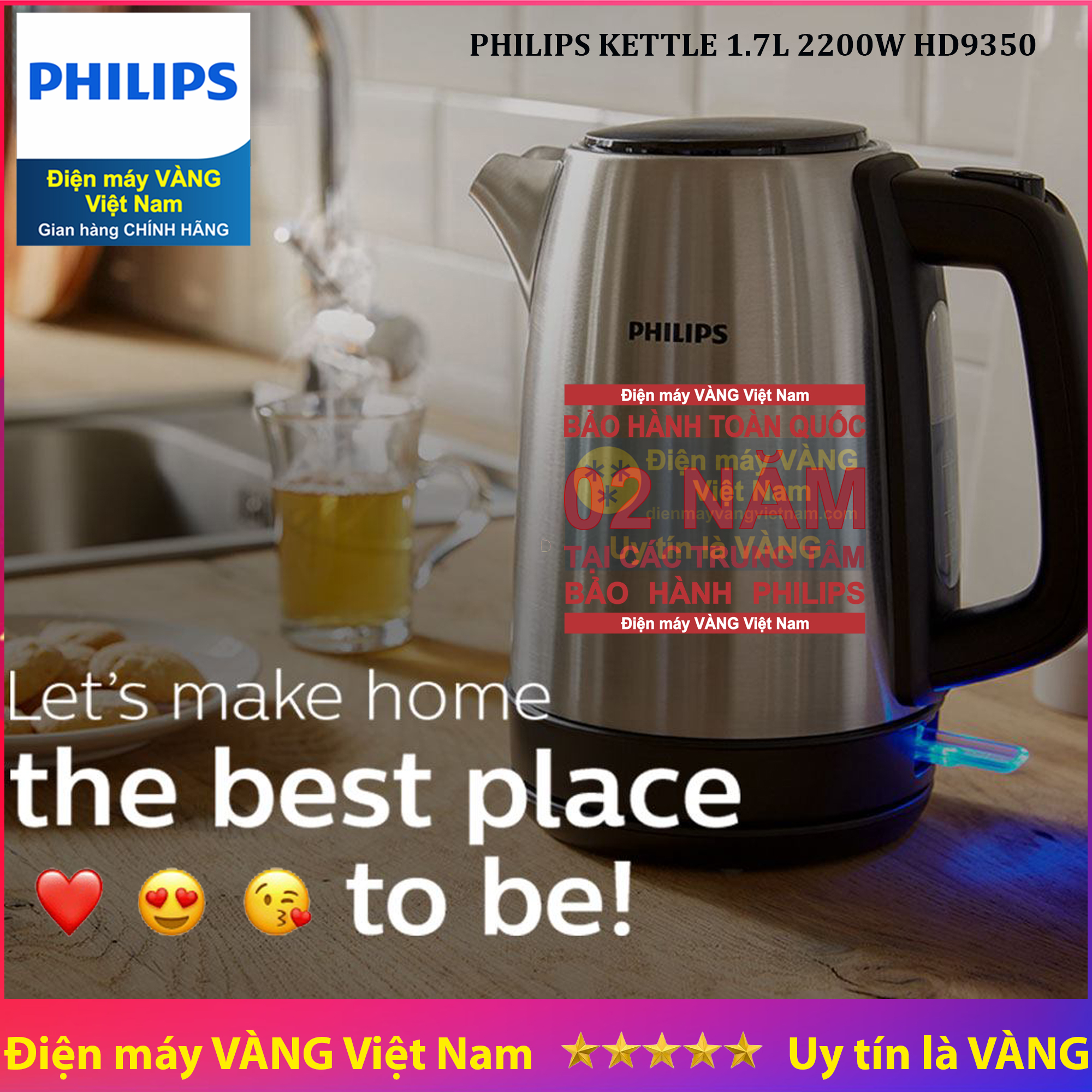 Ấm đun nước siêu tốc philips hd9350 1.7 lít