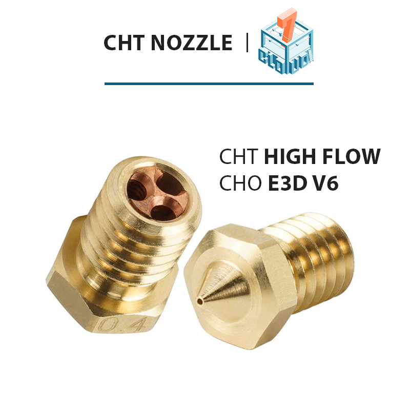 Đầu phun cht high flow cho e3d v6 0.2 0.4 0.6 cho máy in 3d, đầu in lưu lượng cao