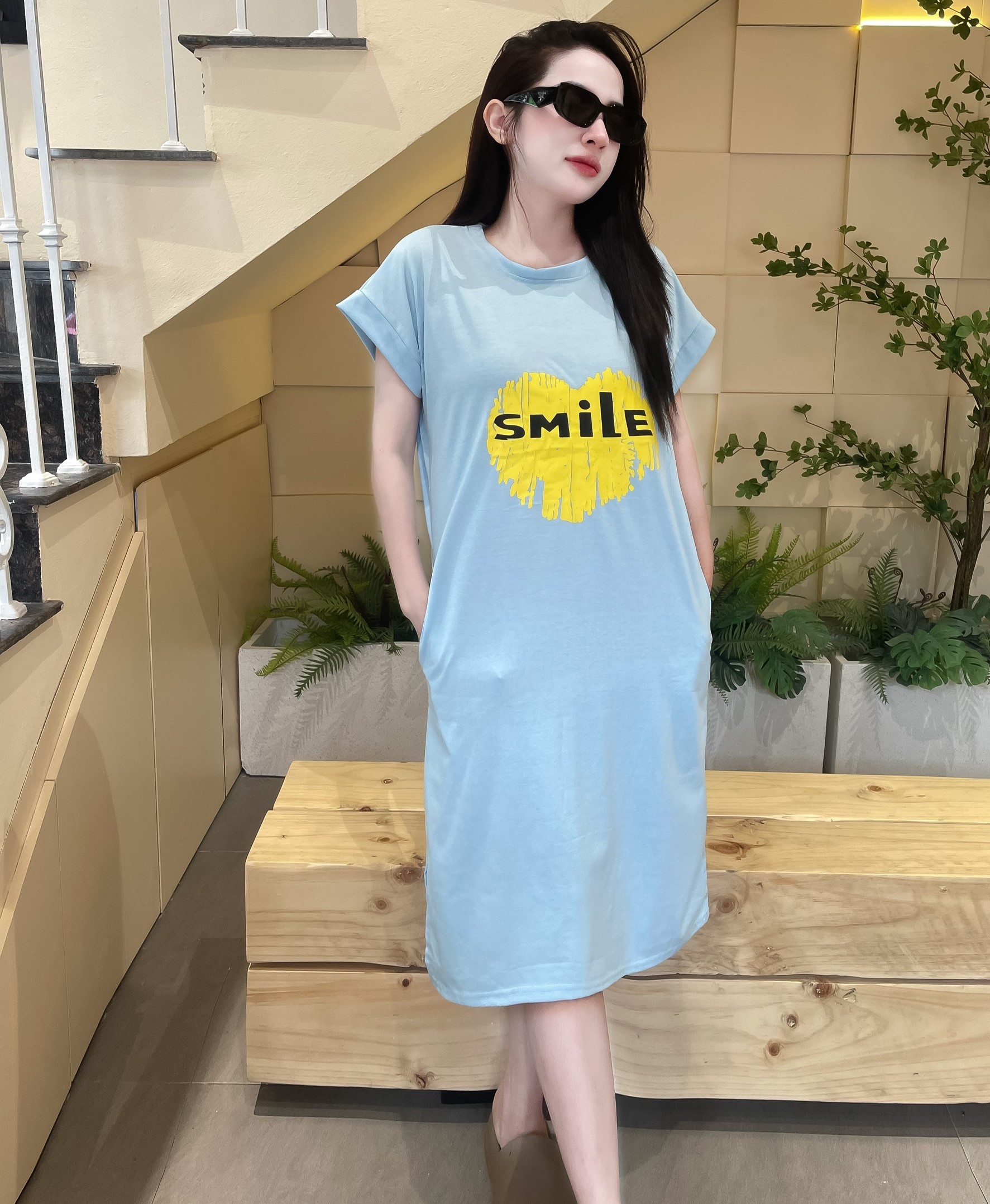 Guuhouse Đầm suông nữ - đầm suông bầu túi eo tay hến dáng rộng