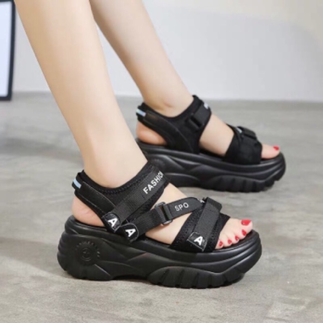 Sandal độn đế bánh mì chữ A- sandal học sinh cấp 2 sandal độn đế