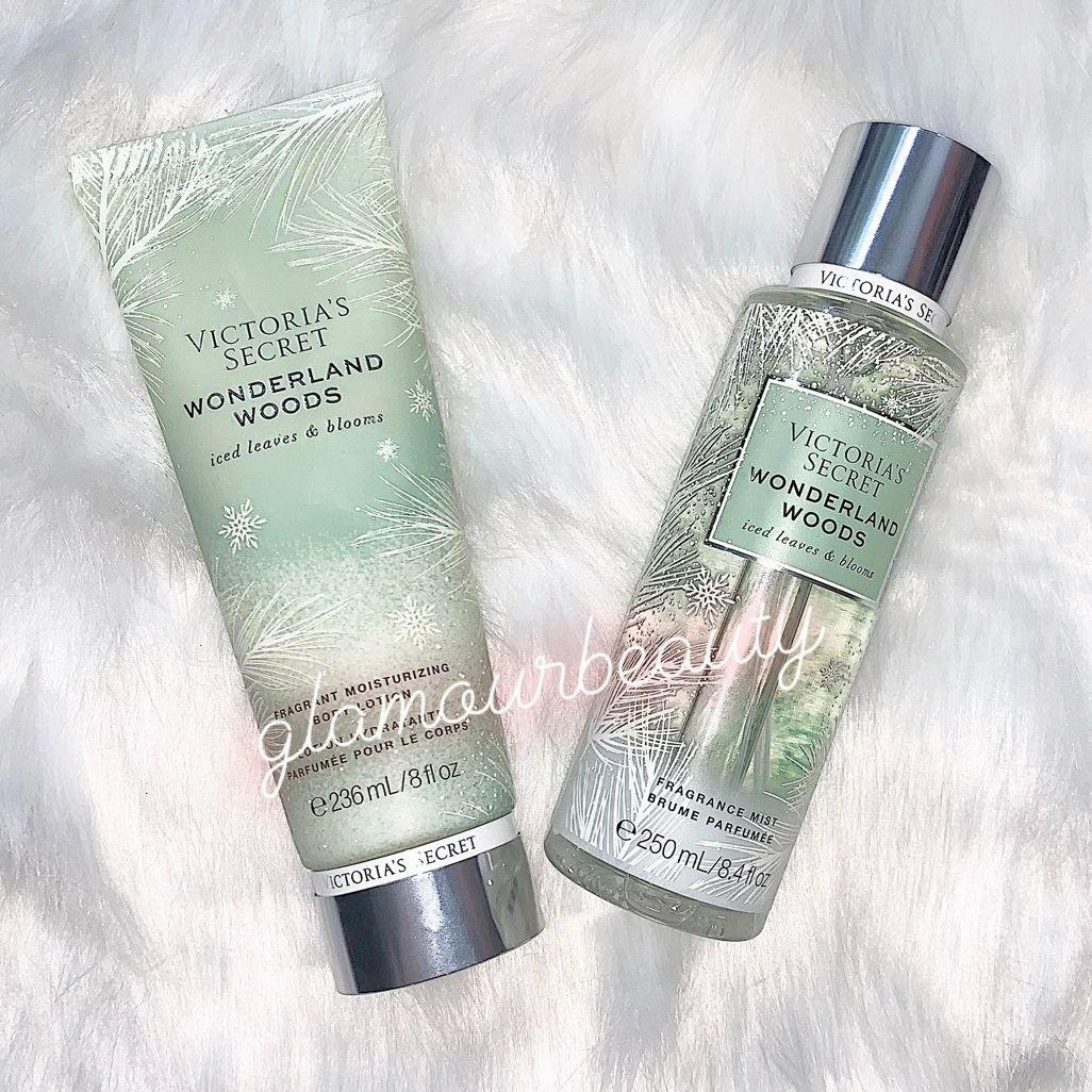 Xịt thơm body & body lotion victoria's secret wonderland woods 250ml + 236ml.
