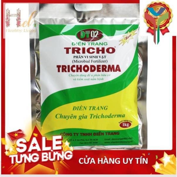 Chế phẩm men vi sinh nấm trichoderma loại 1kg điền trang - tricho 1000g ủ phân bón hữu cơ trồng rau sạch bằng đất sạch