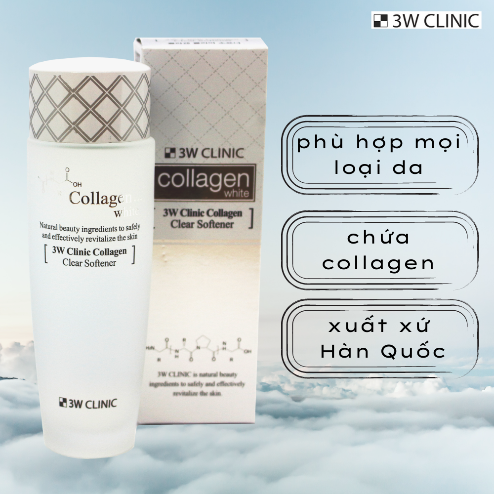 Nước Hoa Hồng 3W Clinic Collagen White Clear Softener 150ml