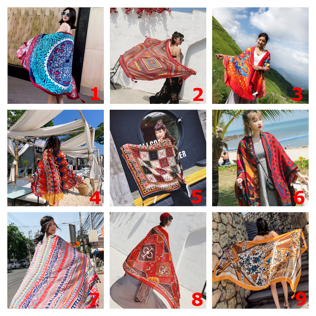Khăn choàng boho họa tiết thổ cẩm đi biển 1001 công dụng hot trend