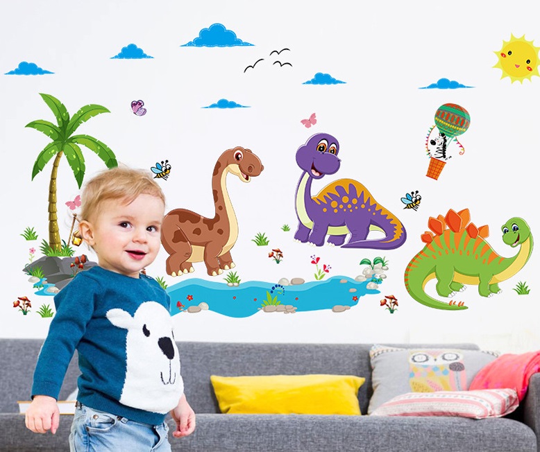 [Hoàn Tiền 10%]Chú Khủng long đáng yêu - Decal dán tường động vật ngộ nghĩnh cho bé