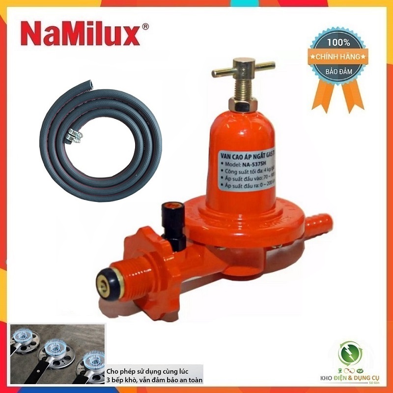 VAN NAMILUX NA-537SH-VN DÒNG CAO ÁP NGẮT GAS TỰ ĐỘNG DÀNH CHO BẾP KHÒ KÈM 1,5 MÉT DÂY NAMILUX + 2 ĐAI XIẾT DÂY, BẢO ĐẢM ĐỘ KÍN CHỐNG RÒ RỈ HIỆU QUẢ