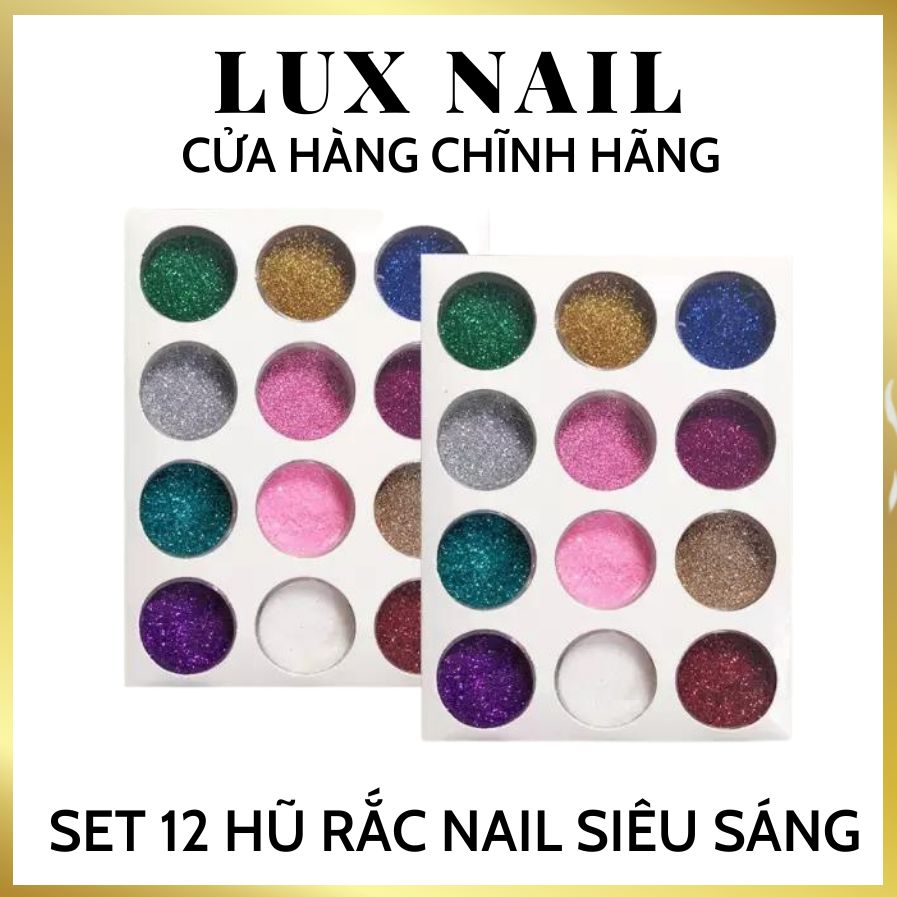 Set 12 màu nhũ rắc móng , nhũ rắc nail siêu sáng
