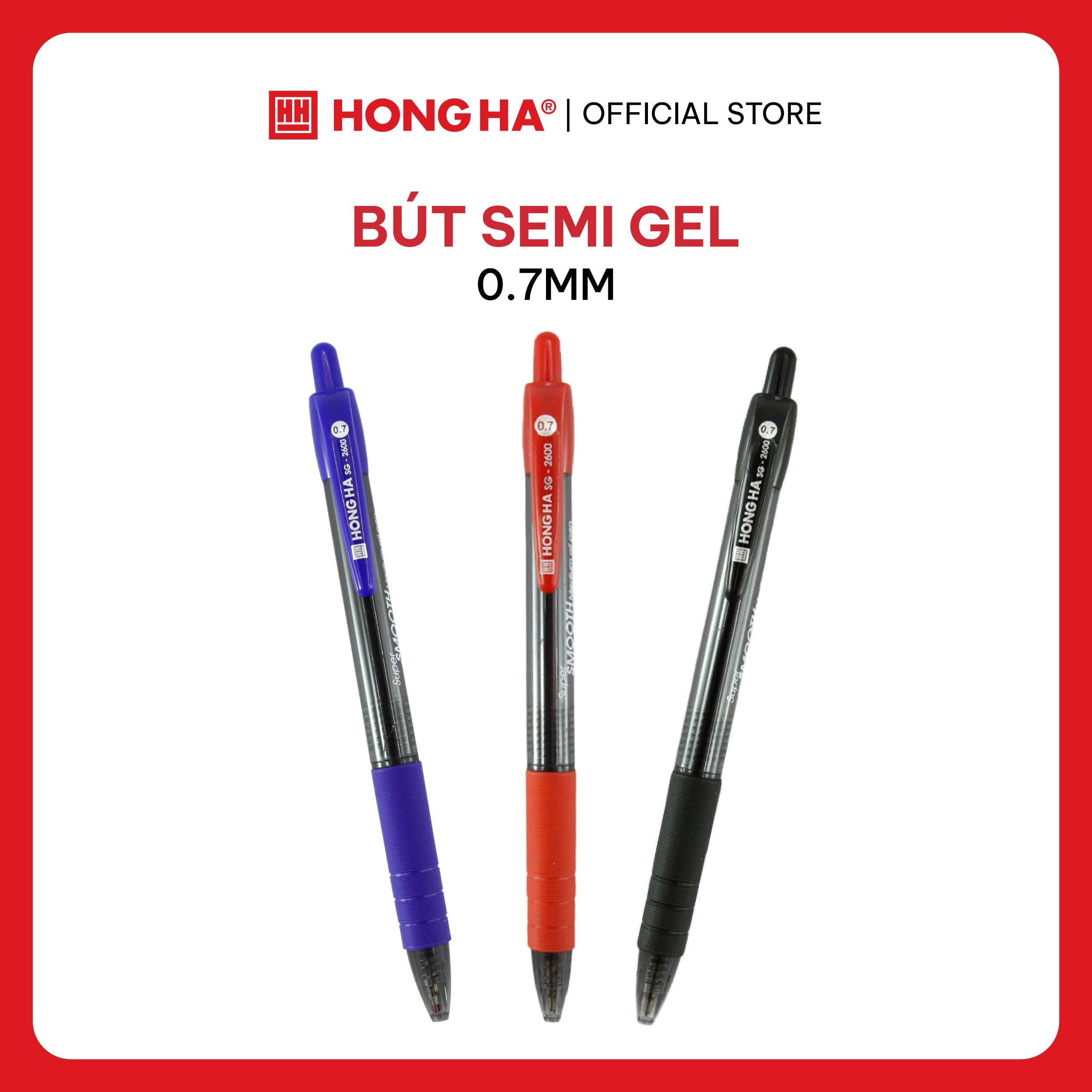 Bút Semi Gel Hồng Hà 0.7mm 2600 (hộp 12 cây)