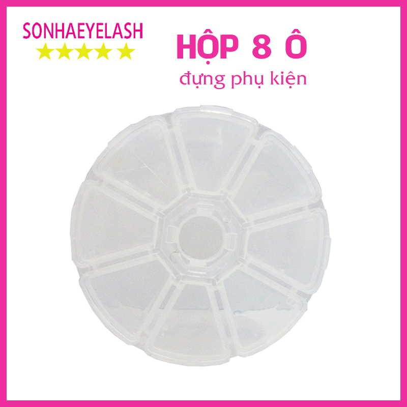 Hộp tròn 8 ô đựng đồ, đựng fan mi, mi rời, mi hủ, đựng trang sức và phụ kiện