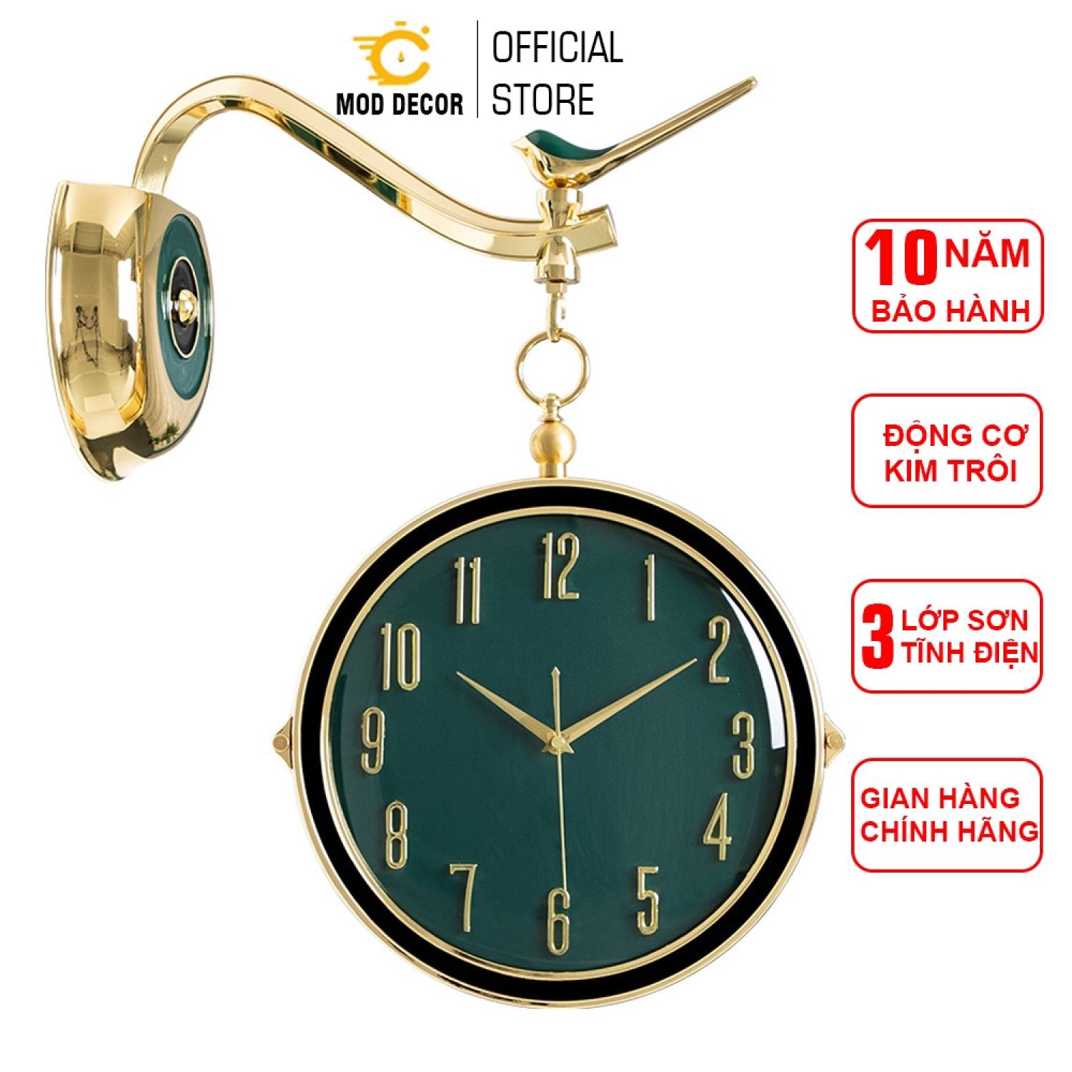 Đồng hồ trang trí cao cấp 2 mặt, bằng đồng, mặt kính pha lê mod decor én cao cấp 20001 & 20005