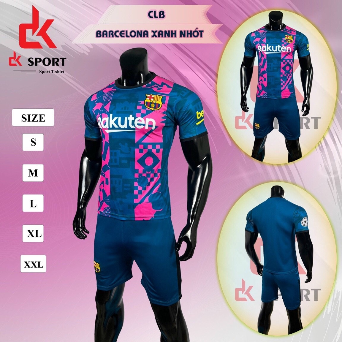 Bộ quần áo đá banh Barcelona Xanh tím