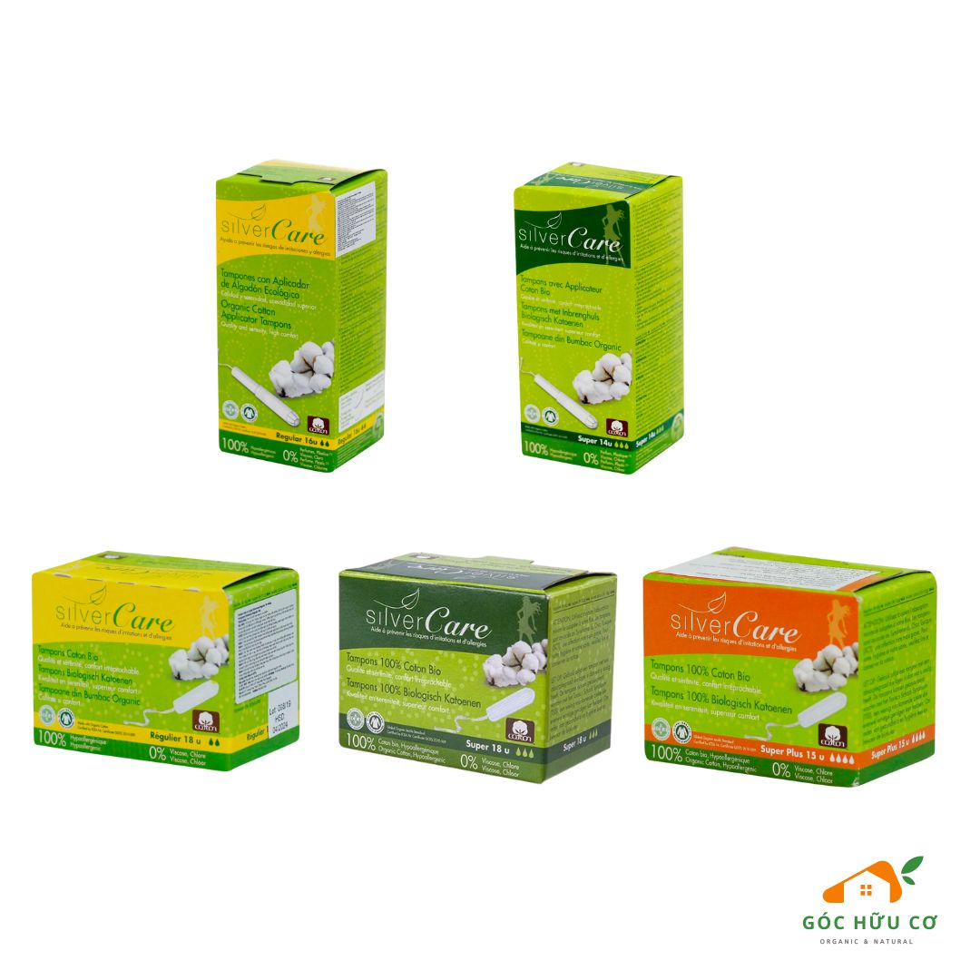 Băng vệ sinh tampon hữu cơ silvercare - bvs tampon hữu cơ - băng vệ sinh hàng ngày - băng vệ sinh ban đêm - siêu thấm