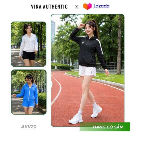 Áo Khoác Thể Thao Nữ Chống Nắng Có Mũ Khóa Kéo Chất Xi Gió Thoáng Mát Mặc Chạy Bộ, Pickleball, Tennis - AKV20 - VINA AUTHENTIC