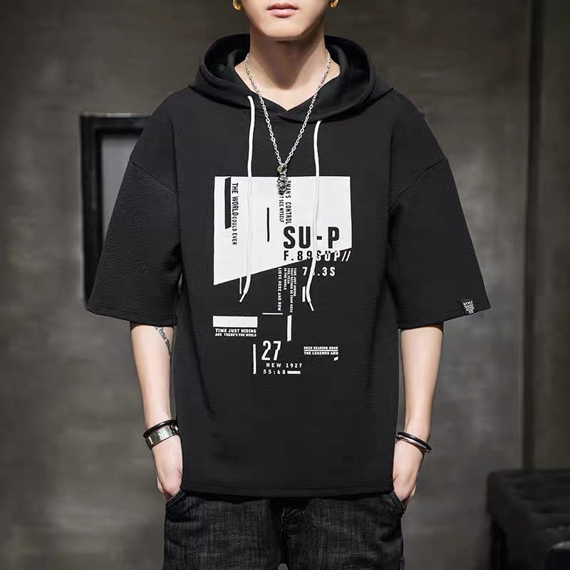Áo hoodie ngắn tay nam basic cao cấp