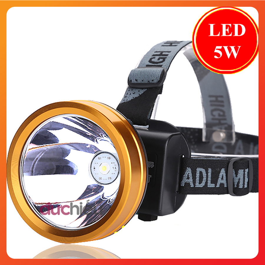 Đèn Pin Siêu Sáng Đội Đầu ĐỨC HIẾU Viền Vàng, 3 Bóng Chạy 2 Pin Chiếu Xa 100m