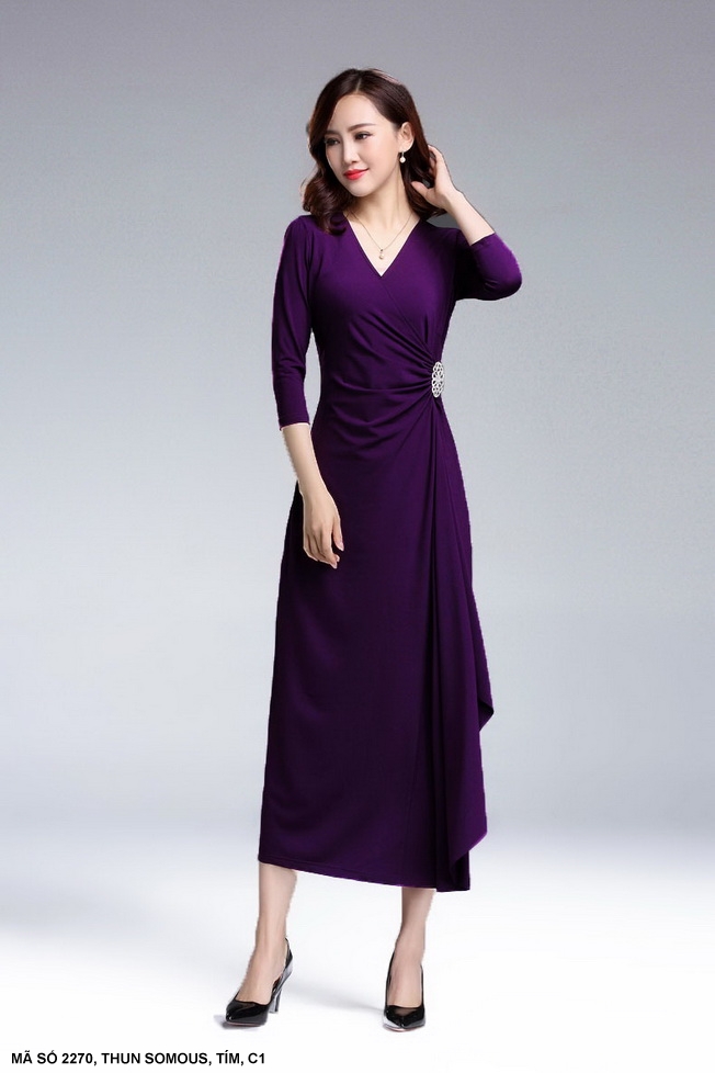  MYDU SHOP | MS 2270 đầm dự tiệc cổ tim – tay lỡ nhẹ nhàng chất thun cực sang. 