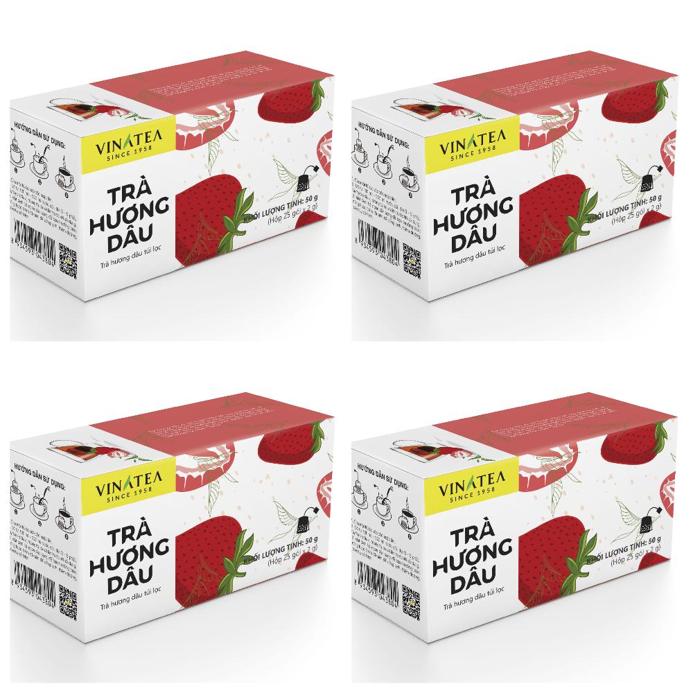 [HCM]Combo 04 hộp trà dâu (25 túi lọc/hộp)