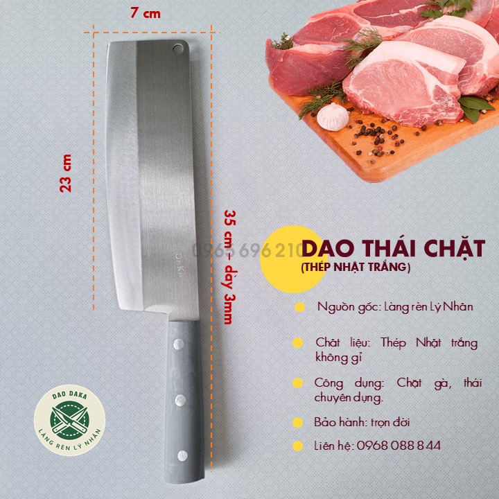 Dao thái chặt thép Japan trắng không gỉ - Chuôi nhựa