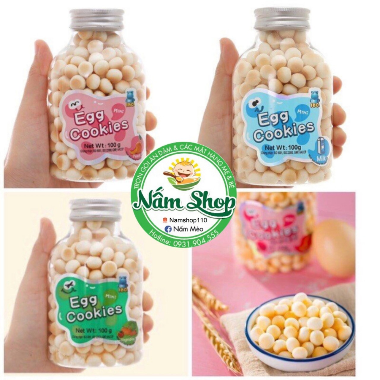 Bánh bi men trứng sữa I.B.O 100g dạng hũ có nắp vặn