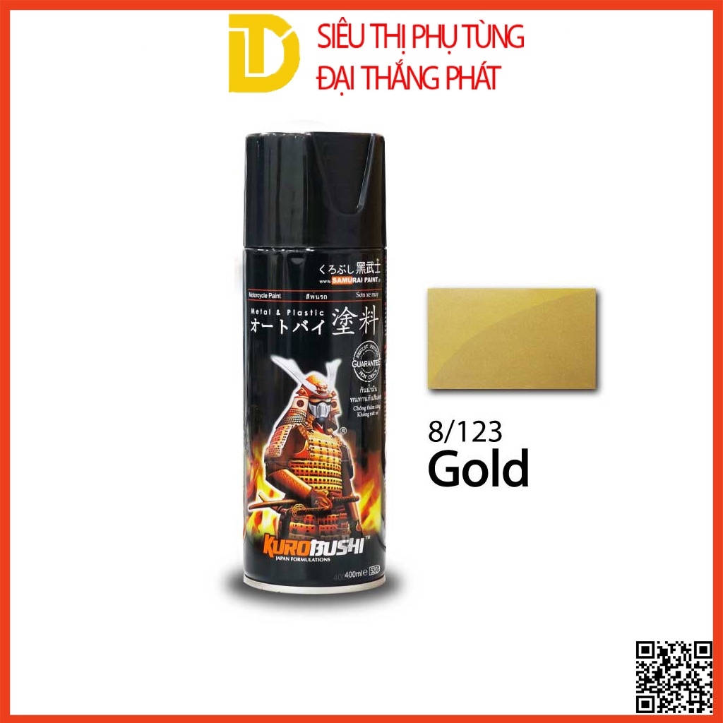 Sơn Samurai sơn xịt xe máy đủ loại màu 8/123 MÀU VÀNG ÁNH KIM HOT SALE