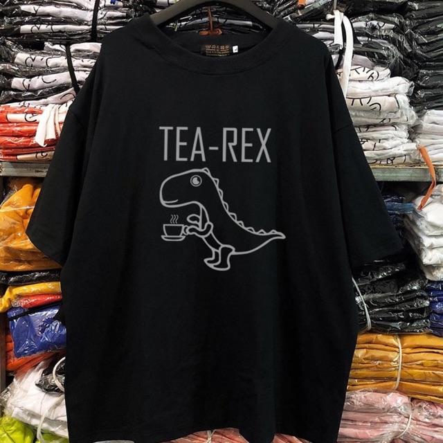 Áo thun unisex tay lỡ phản quang bạc t-rex