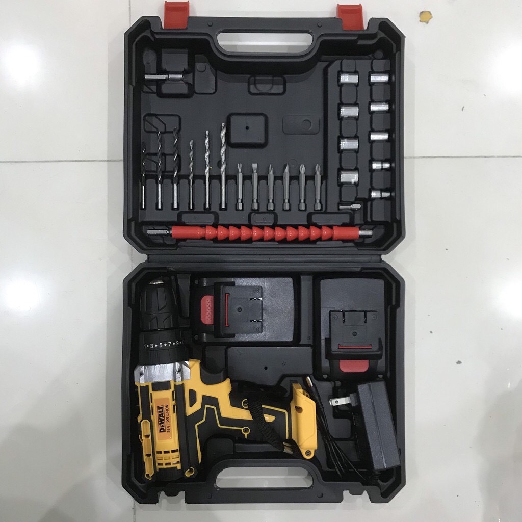 Máy khoan pin, máy vặn vít Dewalt 26v loại 1 có búa, bộ 2 pin 5 cell