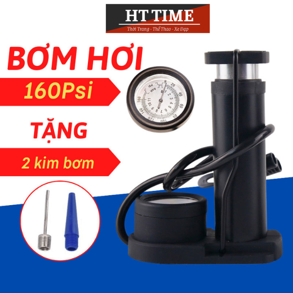 Bơm xe đạp xe máy xe hơi áp suất cao 160 PSI có đồng hồ đo áp suất gọn gàng độ bền cao