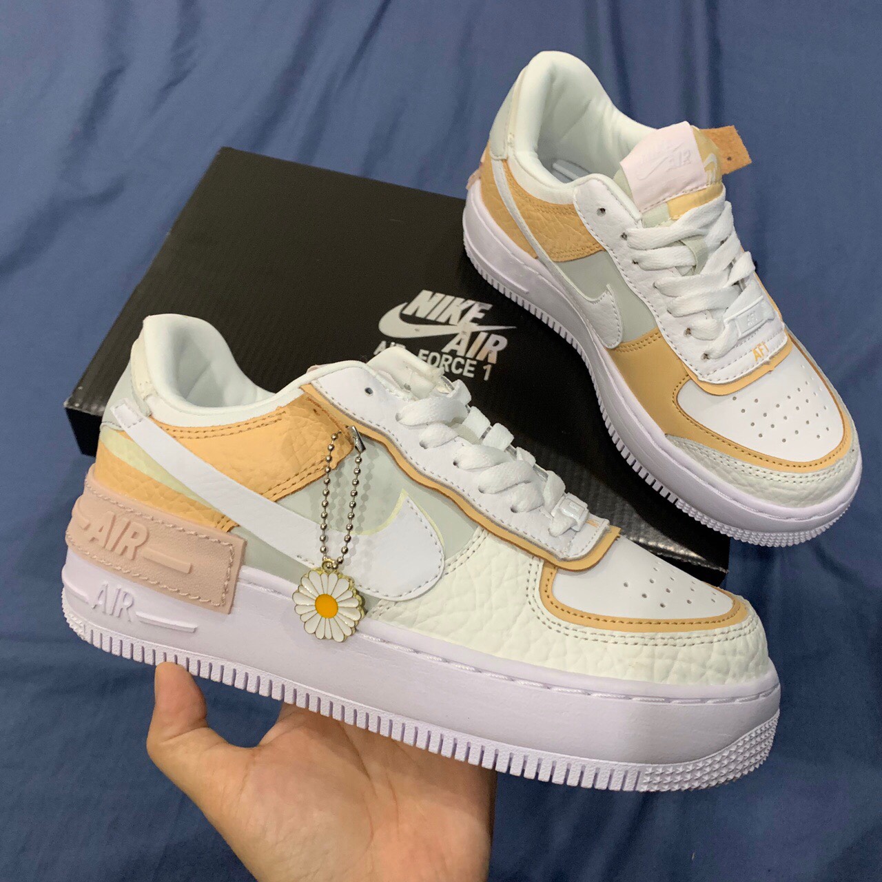 [Full phụ kiện] Giày Sneaker Thể Thao Air Force 1 Hoa Cúc Vàng