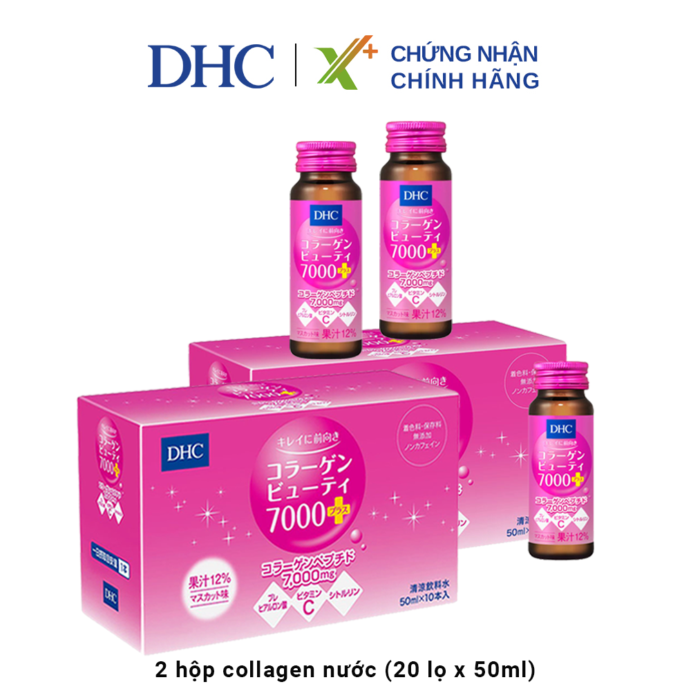 Combo 2 hộp collagen nước DHC Nhật Bản Beauty 7000 Plus thực phẩm chức năng làm đẹp da, trẻ hóa da bổ sung Vitamin C giúp da căng mọng tràn sức sống Hộp 10 chai XP-DHC-CB73