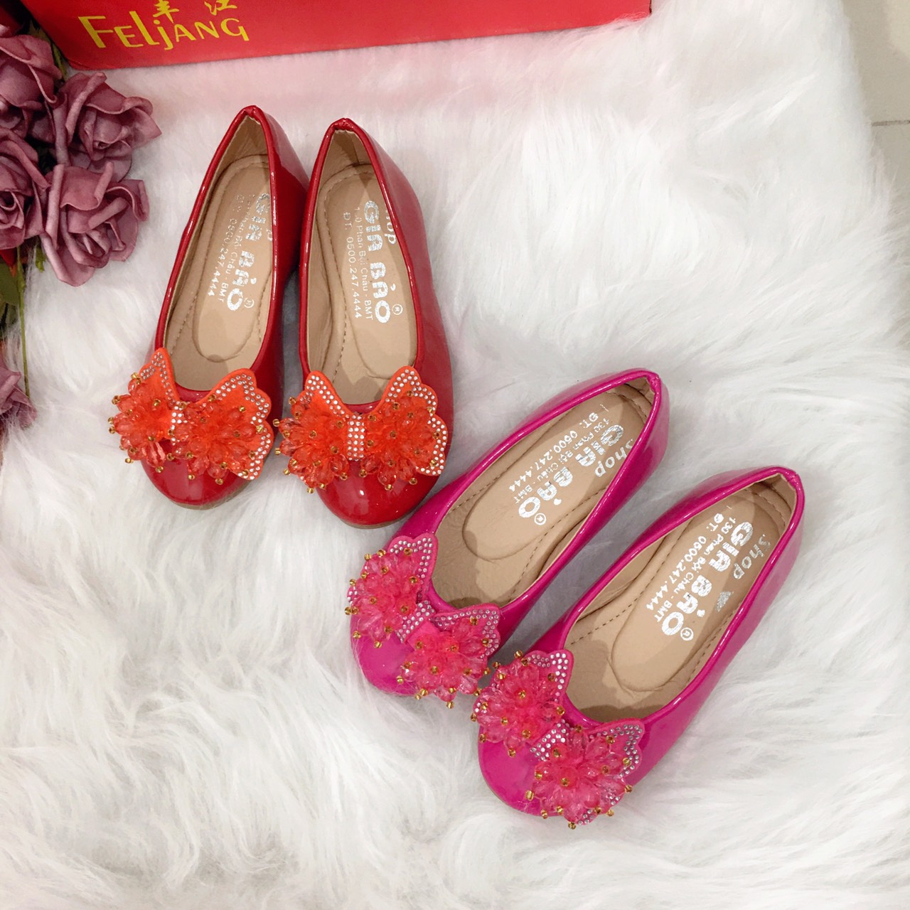 [SALE GIÁ GỐC] Giày búp bê giày nơ đính đá siêu nhẹ cho bé gái từ 3 đến 10 tuổi-Lebi Store