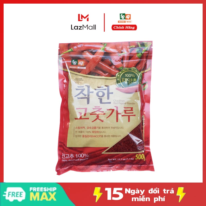 500g ớt bột vảy làm kim chi hàn quốc chackhan - thương hiệu hàn quốc nong woo