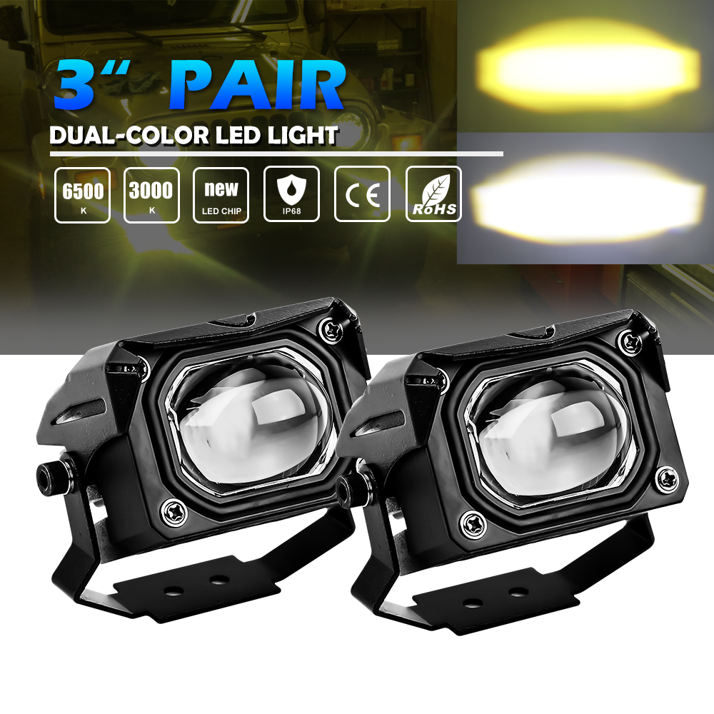 CO LIGHT 1 Chiếc Đèn Pha Xe Máy Led 12D 3 100W Đèn Làm Việc LED 6000K 3000K Đèn Sương Mù 12000LM Cho Xe Mô Tô Xe Mô Tô Xe Mô Tô ATV Xe Tải 12V 24V