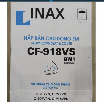 Nắp bồn cầu inax cf-918vs, nắp đóng êm, màu trắng - sử dụng cho bàn cầu inax 907,927,909,918 -hàng chính hãng
