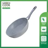Chảo đáy từ vân đá chống dính GREEN COOK 24 -26 - 28 cm tay cầm chịu nhiệt - Hàng chính hãng greencook