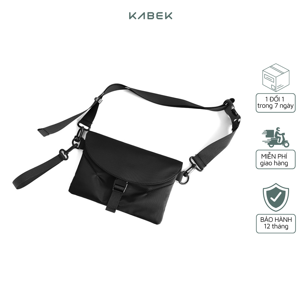 Túi đeo chéo nam cao cấp chống nước KABEK kabe01 túi đeo vai thời trang thể thao, clutch cầm tay túi vải màu đen năng động party đi chơi, đi học thông dụng