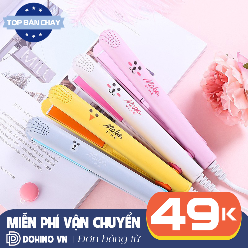 (Top 5 máy tạo kiểu tóc) Máy kẹp, duỗi uốn tóc mini nhỏ nhắn đa năng 3in1 tiện lợi Make Time uốn cúp làm tóc xoăn lọn
