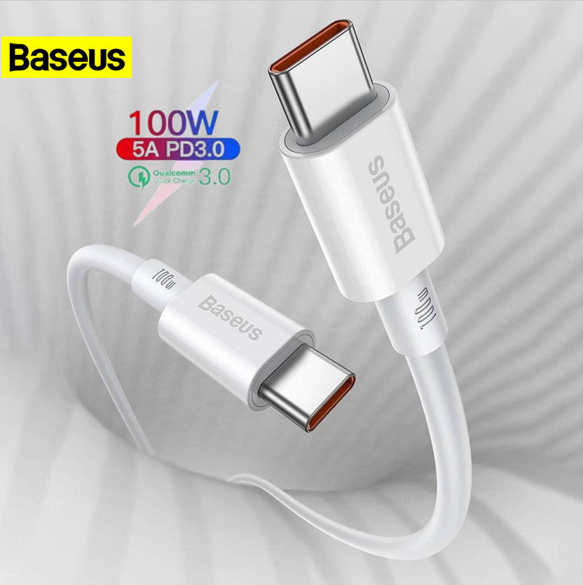 Cáp sạc nhanh 100W Baseus Type C to Type C Silicon siêu bền cho Samsung xiaomi oppo Macbook