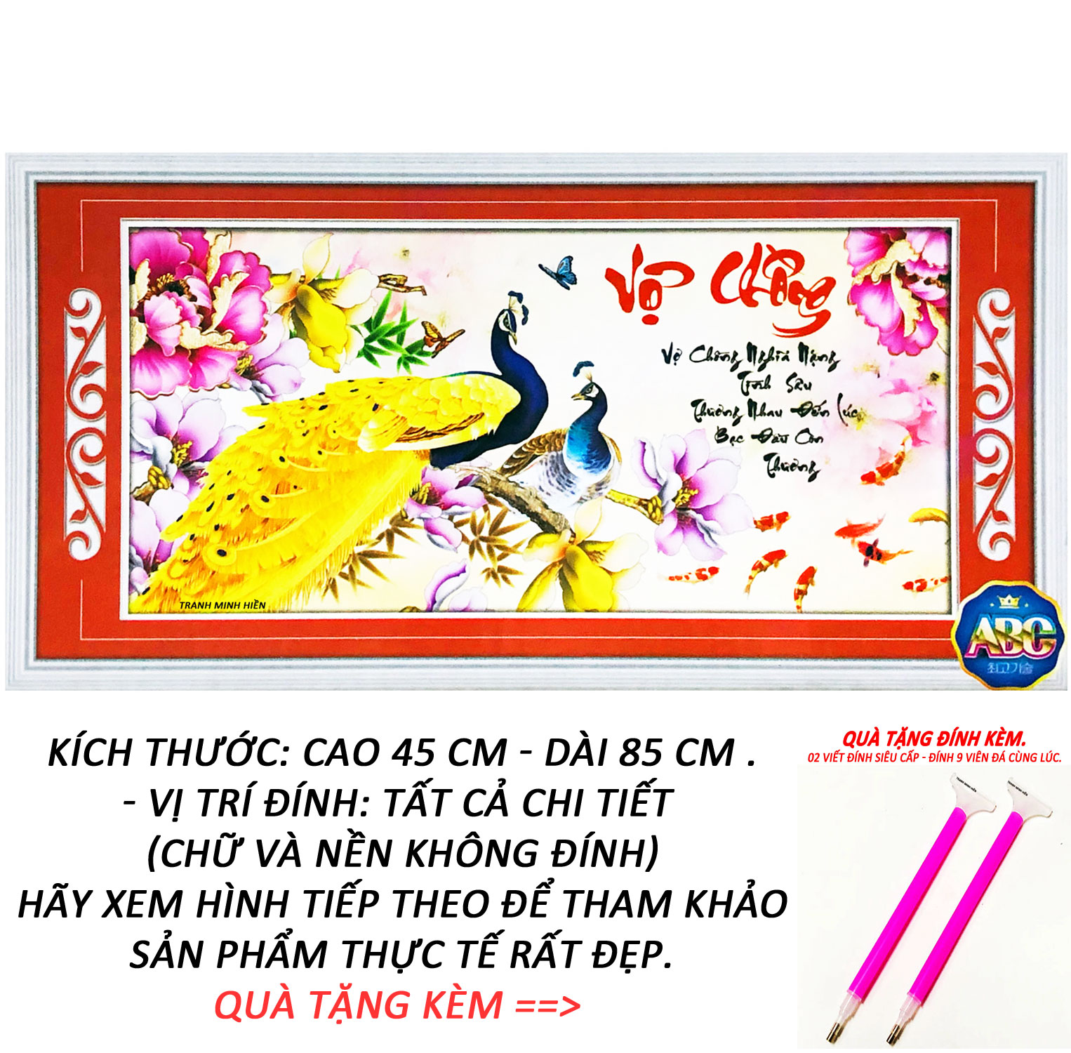 Tranh đính đá gía rẻ - vợ chồng hạnh phúc 17 - tranh minh hiền