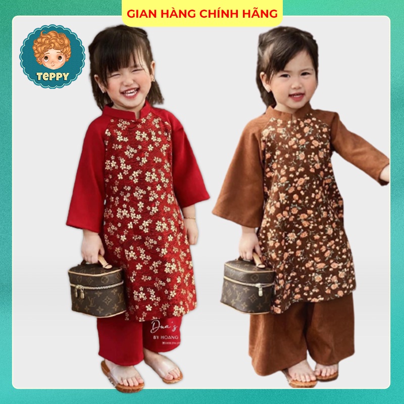 Áo dài cách tân hoa nhí cho bé