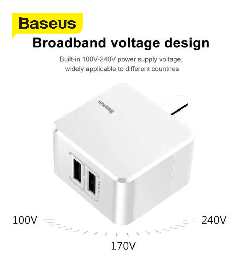 Củ sạc nhanh đa năng 2 cổng USB Mini Square Dual-U Chager (Hỗ trợ sạc nhanh 3.4A Max)
