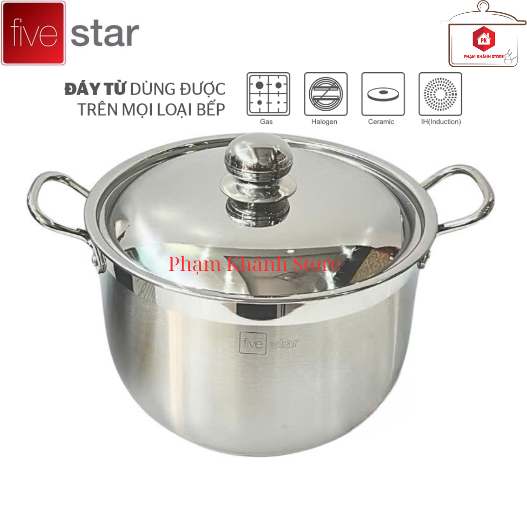 Nồi inox 3 đáy fivestar n32-3d 32cm sử dụng được trên mọi loại bếp