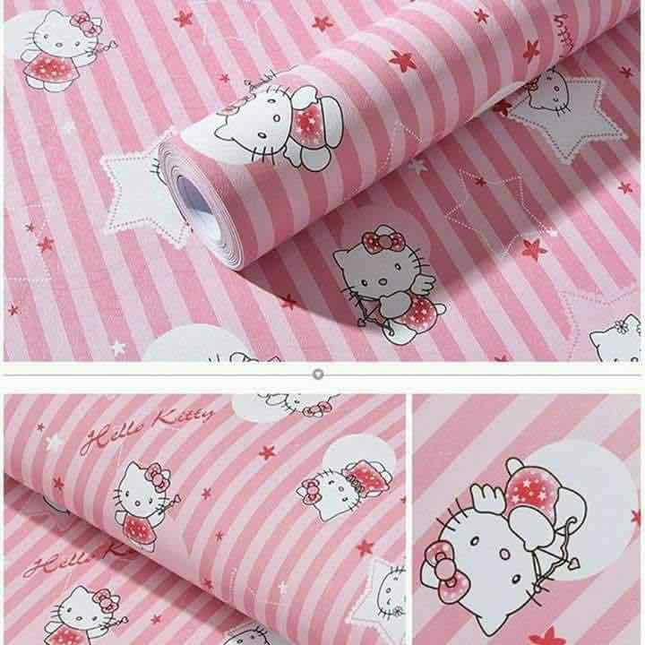 COMBO 10M Giấy Dán Tường HELLO KITTY KHỔ 60CM có sẵn keo bóc dán trực tiếp, thích hợp trang trí nhà cửa, quán, shop