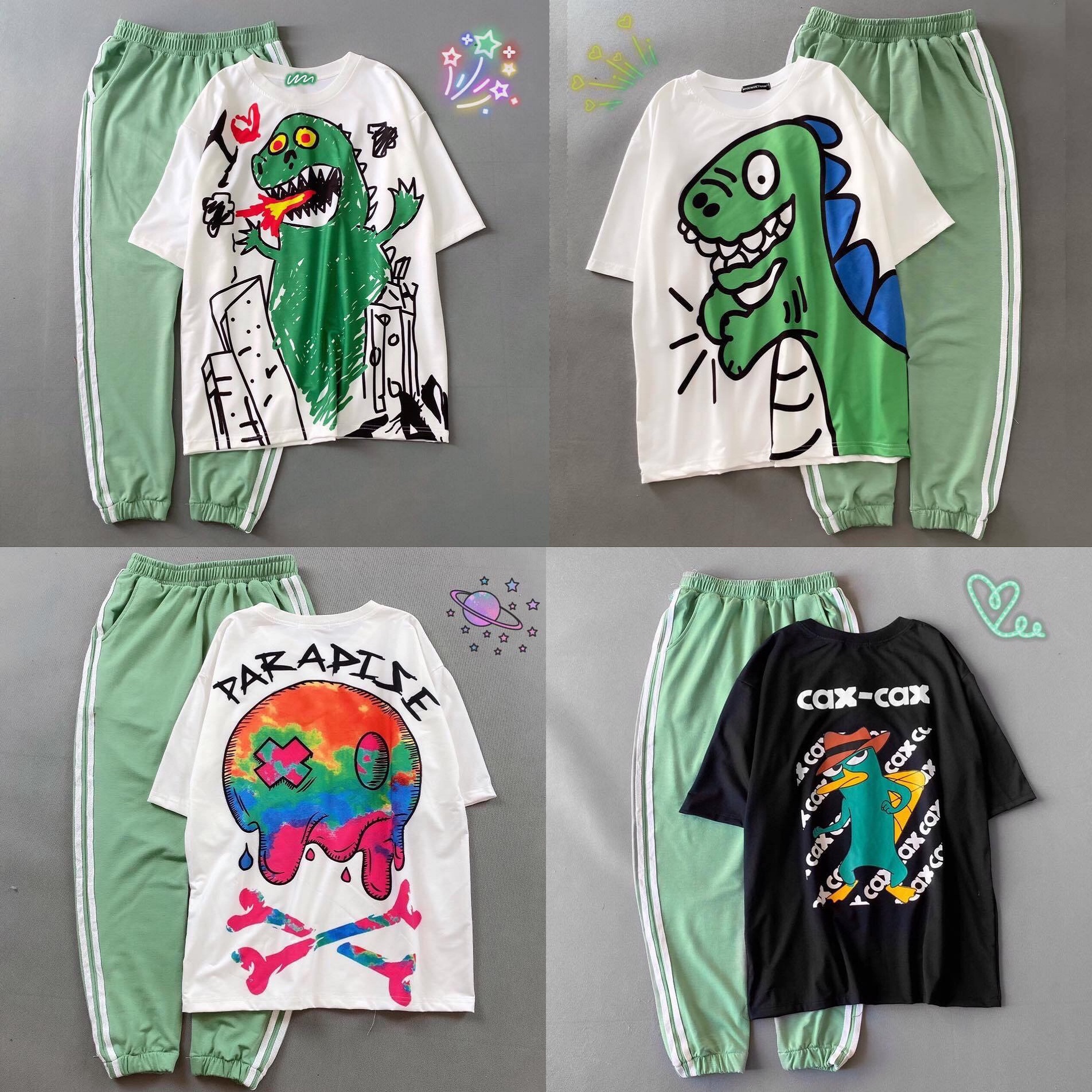 [BIG SALE] Set bộ áo thun và quần Jogger xanh đậu